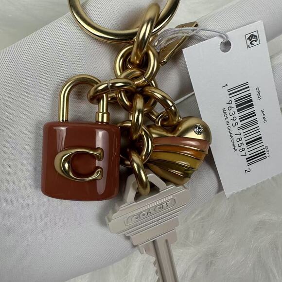 Coach Key Cluster Bag Charm Keychain Gold Pink White Multi CP891 NWT - Picture 6 of 6